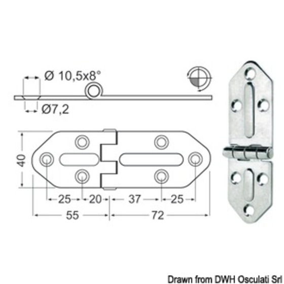 Charnière embrassée 2,5 mm