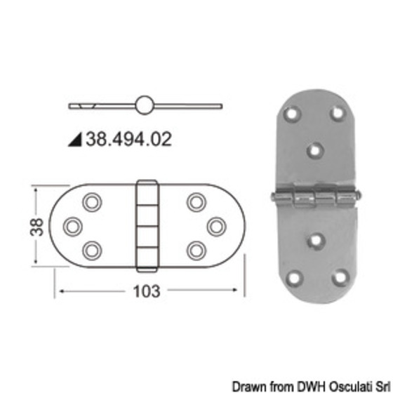 Charnière embrassée 2 mm