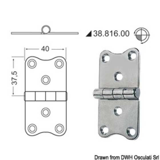 Charnière embrassée 2 mm