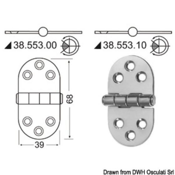 Charnière embrassée 2 mm