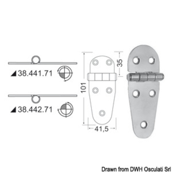 Charnière embrassée 2 mm