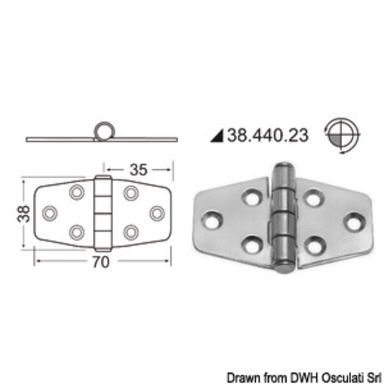 Charnière embrassée 2 mm