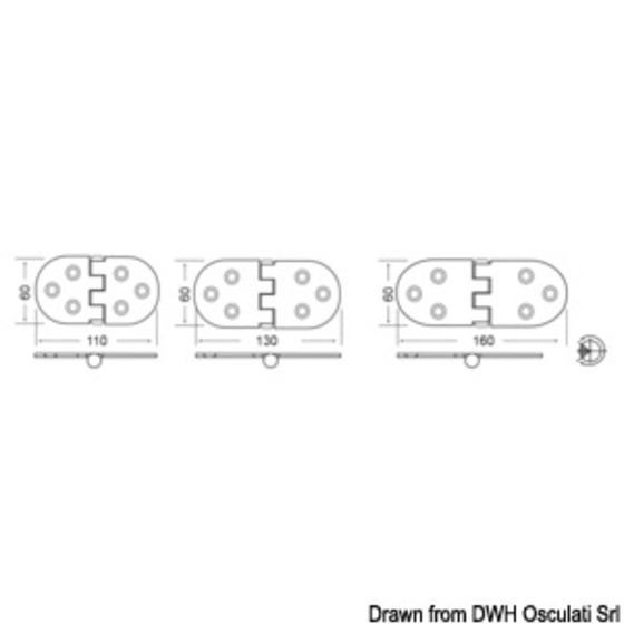 Geküsstes Scharnier, 3 mm, robust