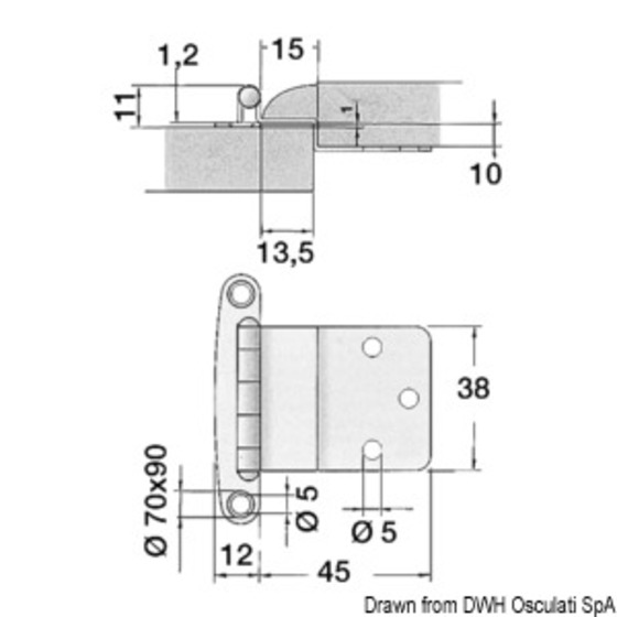 Osculati Stainless Steel Hinges For Hatchways