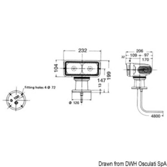 Osculati Sanshin Swivelling Light With Electric Control