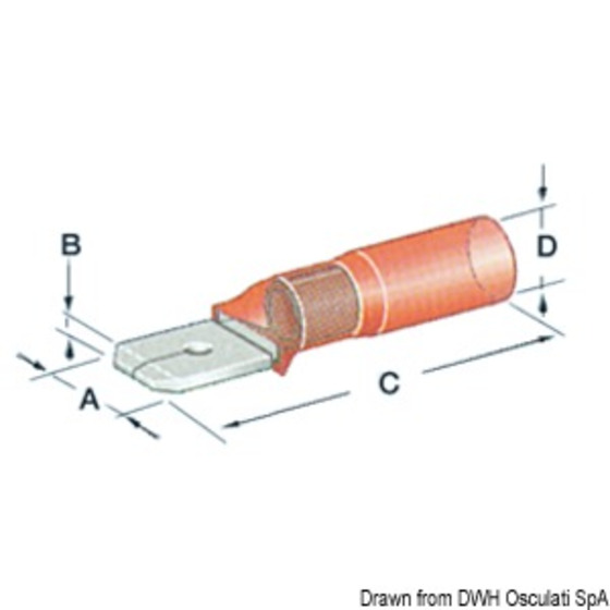 Osculati Faston Terminalspre-insulated Watertight Heat-shrinkable 6.3-mm Size