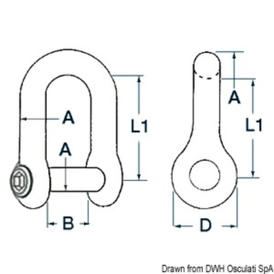 Osculati Shackle With Allen-head Recessed Pin