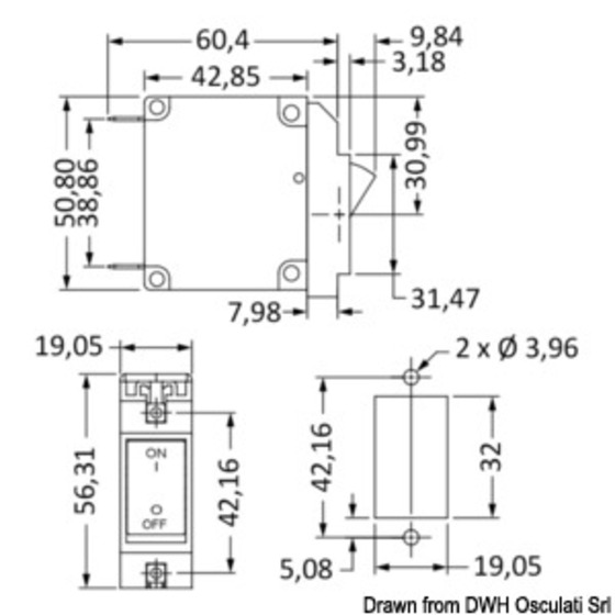 Osculati Airpax/Sensita Magneto/Interrupteur à bascule hydraulique avec fusible rechargeable automatique