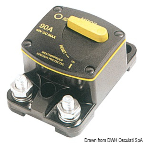 Osculati Watertight Thermal Circuit Breaker For Windlasses And Bow Thrustersfitted With 5/16 In.  Electrical Terminals