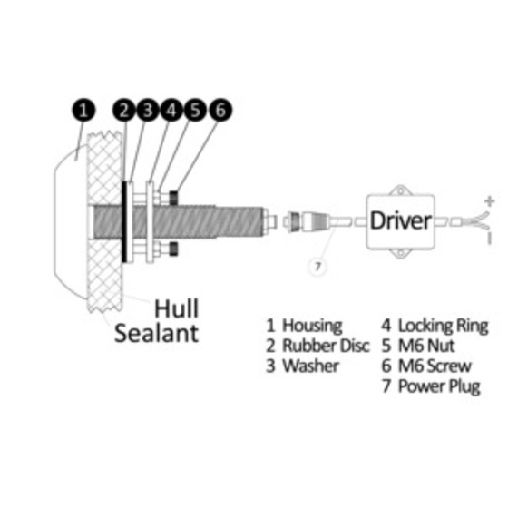 Osculati Underwater Light With Stud For Hull / Transom / Platform