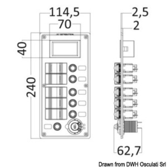 Panneau électrique Osculati série Pcal avec voltmètre numérique 9/32 V