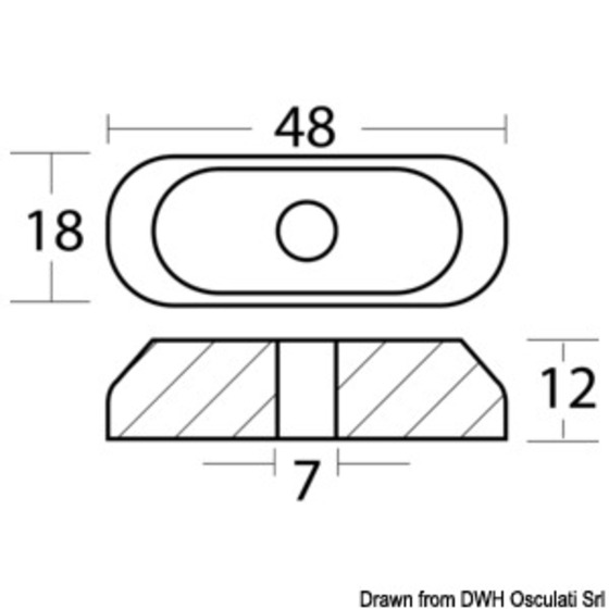 Plaque Osculati 2-5 Hp Sans Insert Avec Trou Ø 7