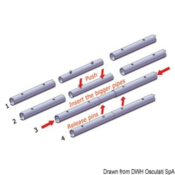 Osculati Straight Line Pole Connectorsfitted With Two Spring Lock Buttons