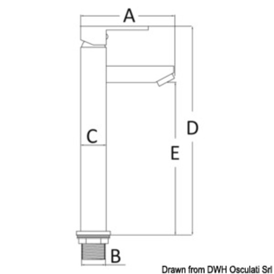 Robinet de lavabo de salle de bain carré haut Osculati (à utiliser avec des lavabos en saillie)