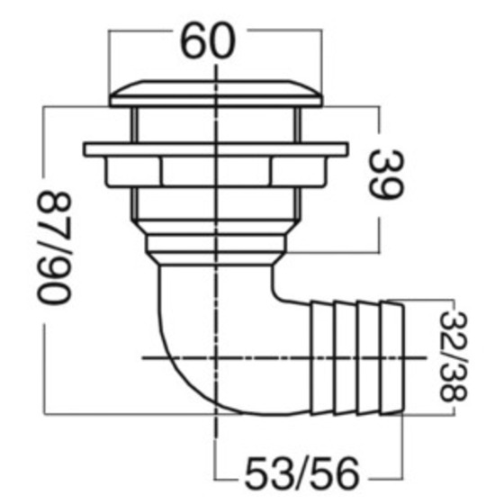 Osculati coude 90° décharge mer