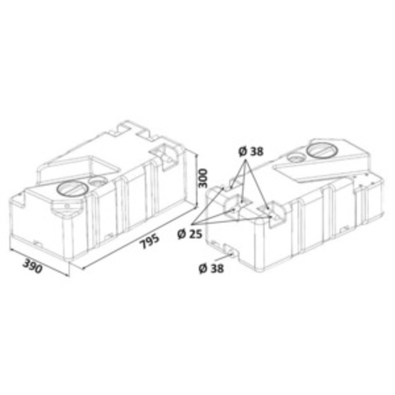 Osculati-Schwarzwassertank mit horizontalem Zerkleinerer und Schlauchanschlüssen