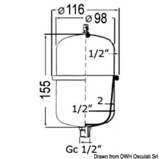 Osculati Universal Accumulator Tank For Fresh Water Pumps And Water Heaters