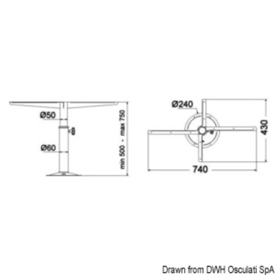 Osculati Swivelling Telescopic Table Pedestal