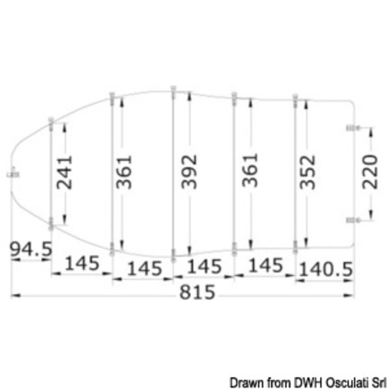 Bâche Osculati pour bateaux open avec guide central/ponts avec pare-brise