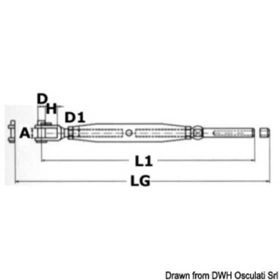 Tendeur Osculati à fourche fixe et borne emboutie