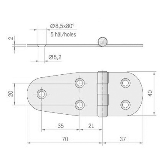 Roca Ab Hinge Mm.107x40