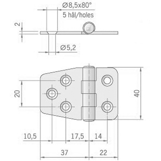 Roca Ab Scharnier 59x40 mm