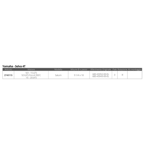 Semelles d'hélice en acier inoxydable Saturn Ya 3 - 9 1/4 X 10