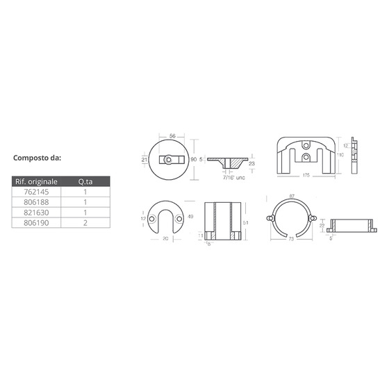 Tecnoseal Anodes Kit For Mercruiser Bravo I