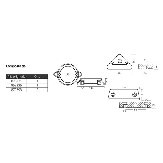 Kit anodique Tecnoseal pour Volvo 290c Dual Prop