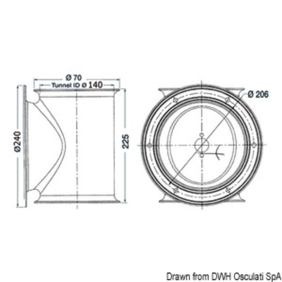 Tunnel Lewmar pour propulseur arrière