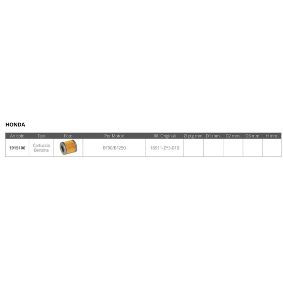 Vdm Reya Sas Cartridge Fuel Honda Ref .or.16911-zy3-010