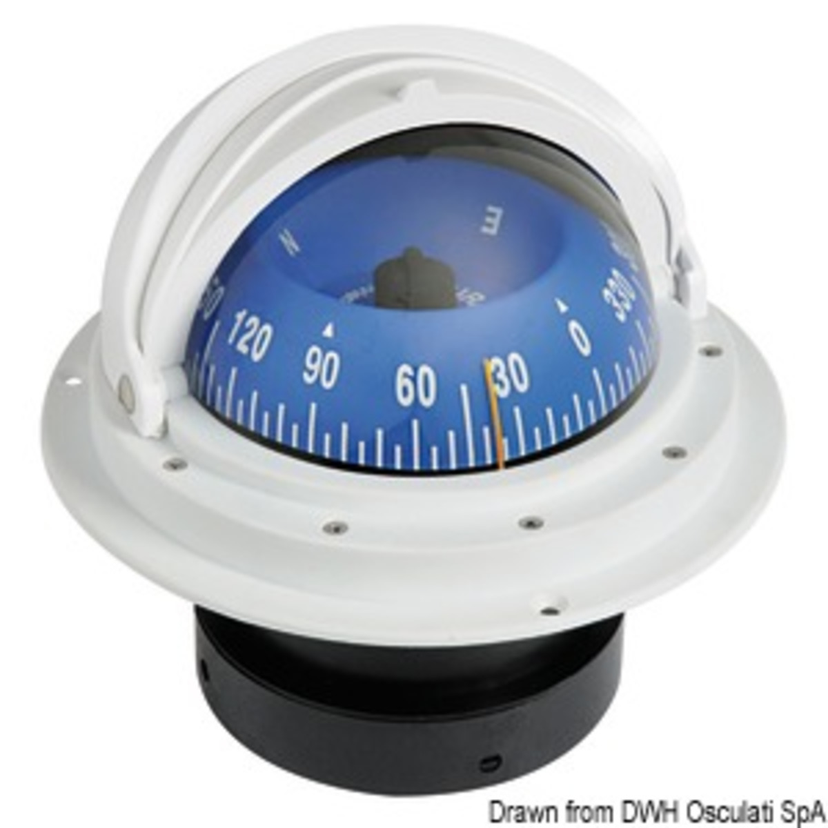 Riviera 4 Inch Recess Fit Compass + Telescopic Enveloping Opening - RIVIERA compass 4inch  enveloping opening white/blue front view