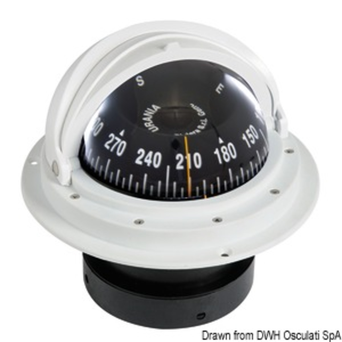 Riviera 4 Inch Recess Fit Compass + Telescopic Enveloping Opening - RIVIERA compass 4inch  enveloping opening white/black front view