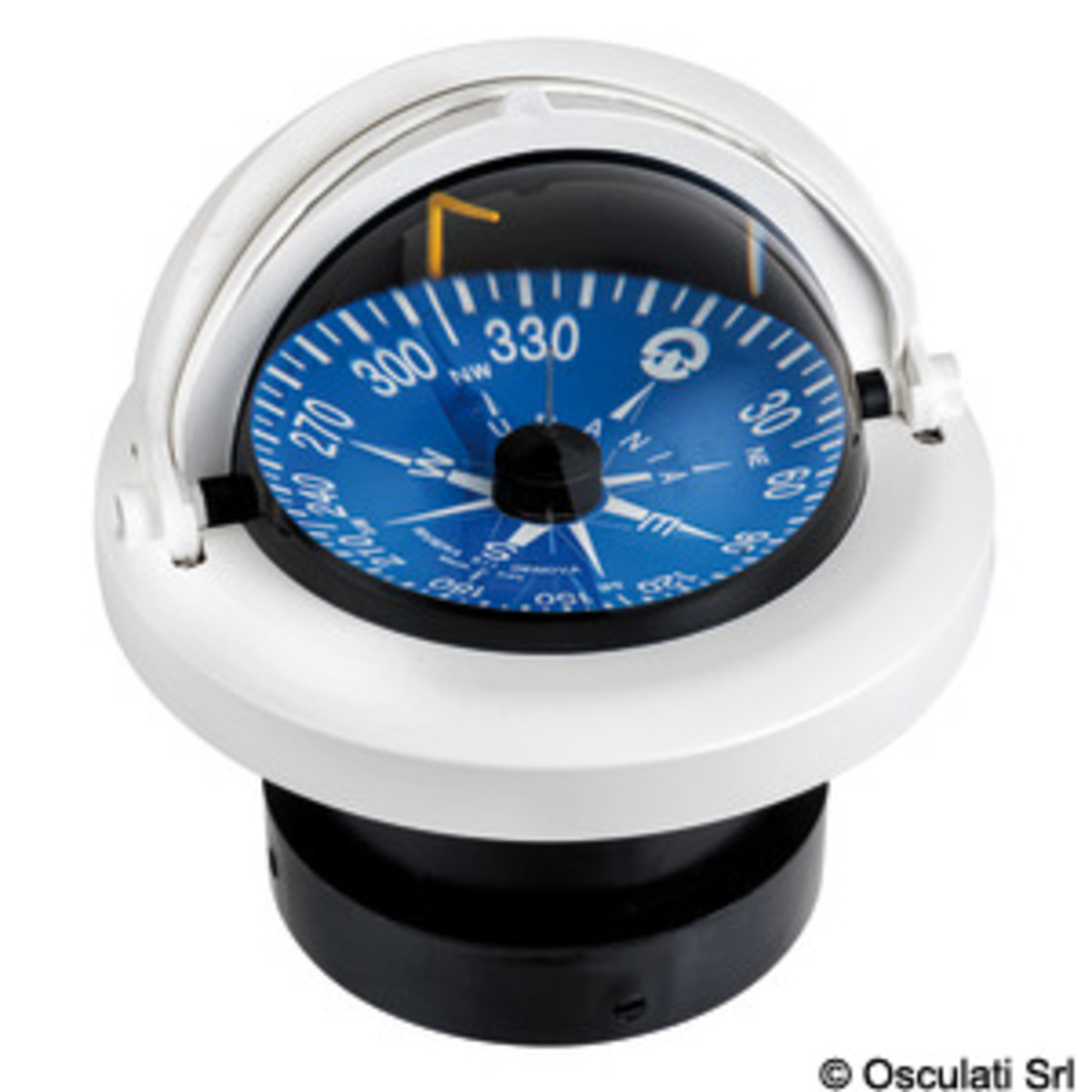 Riviera 4 Inch Recess Fit Compass + Telescopic Enveloping Opening - RIVIERA compass 4inch  enveloping opening white/blue topview