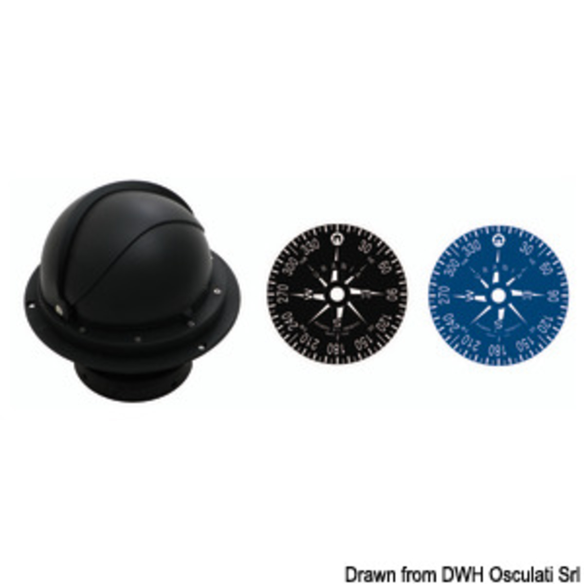 Riviera 4 Inch Recess Fit Compass + Telescopic Enveloping Opening - RIVIERA compass 4inch  w/cover black rose/black body topview