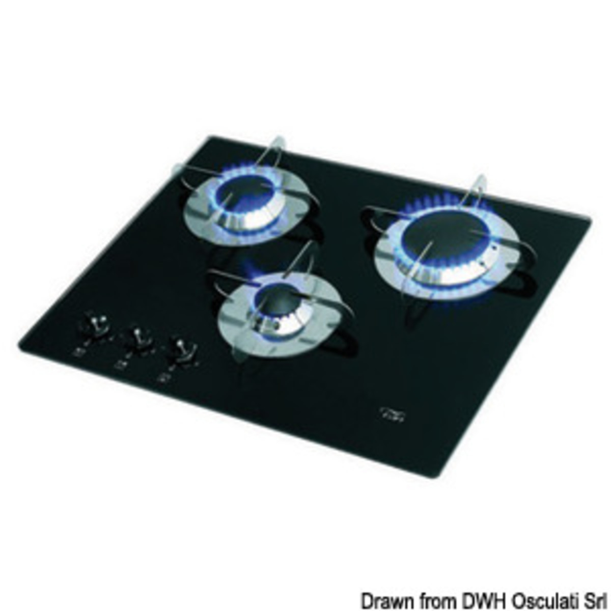 Can Gas Hob With Pyroceram Burners - 3-burner gas cooktop 505 x 410 mm