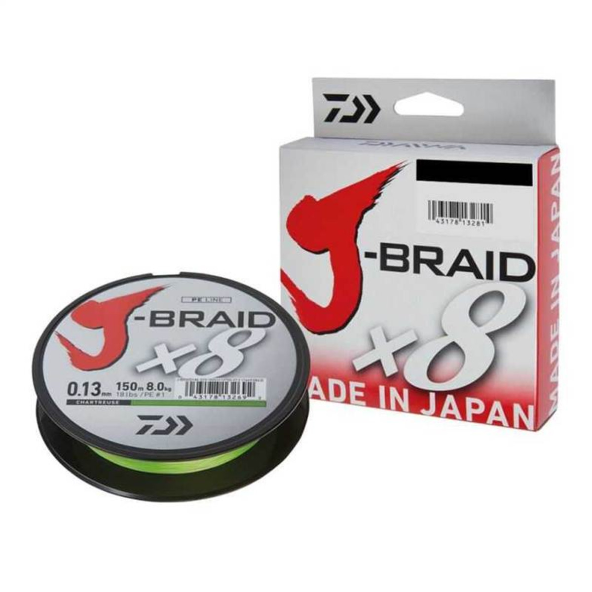 Angelschnur Daiwa J-Braid X8 150 m #0.16 mm X8 Chartreuse Geflochtene PE Dyneema 