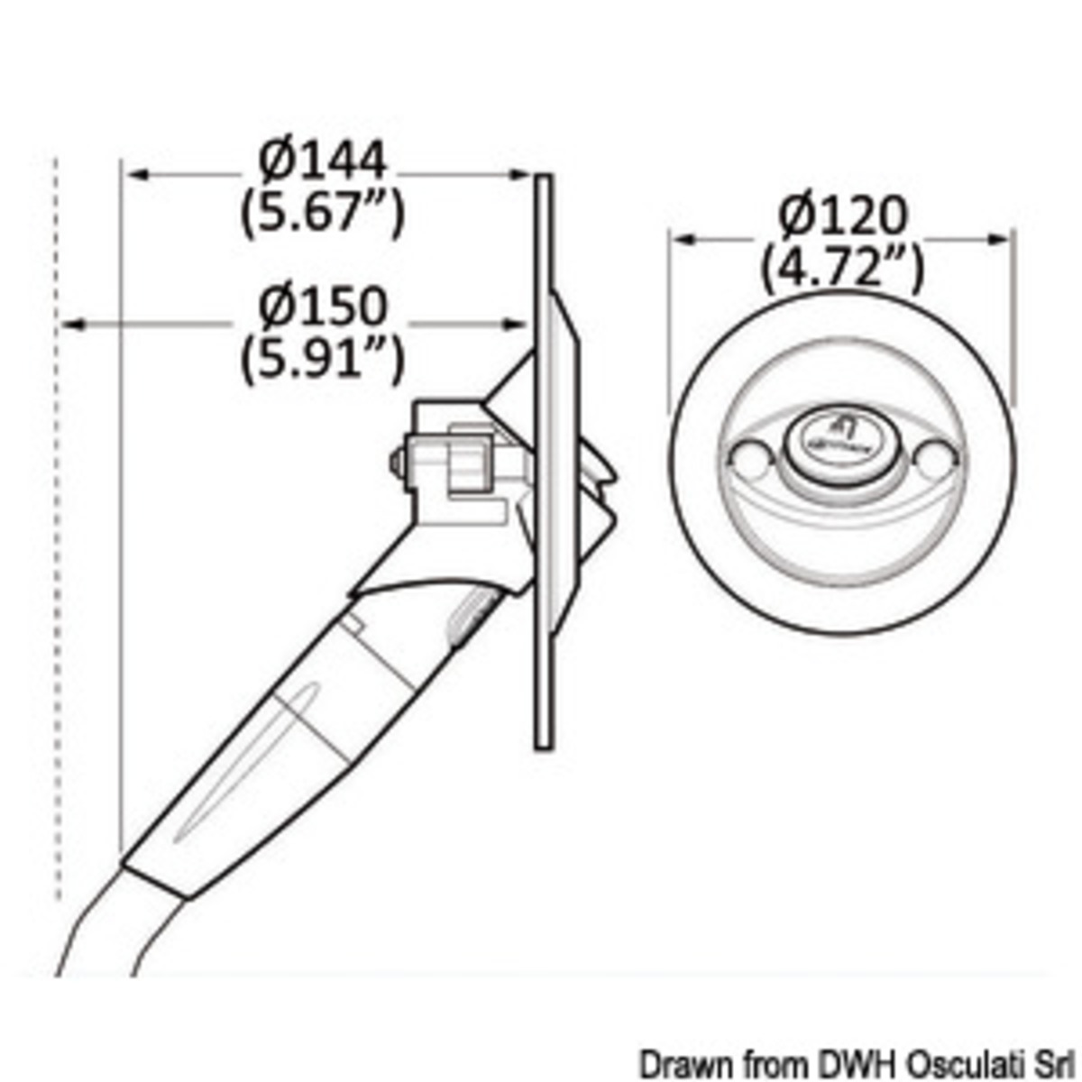 Whale Twist Integrated Deck Shower - Whale Twist shower hot/cold water, angled, grey