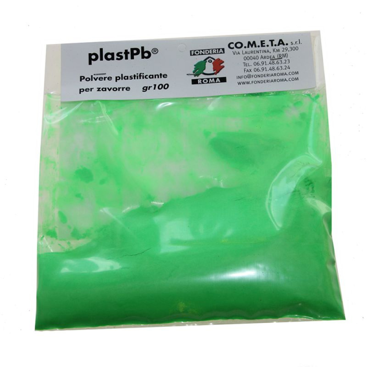 Fonderia Roma Polvo Plastificante para Plomo -  Verde Fluo - 100 g        