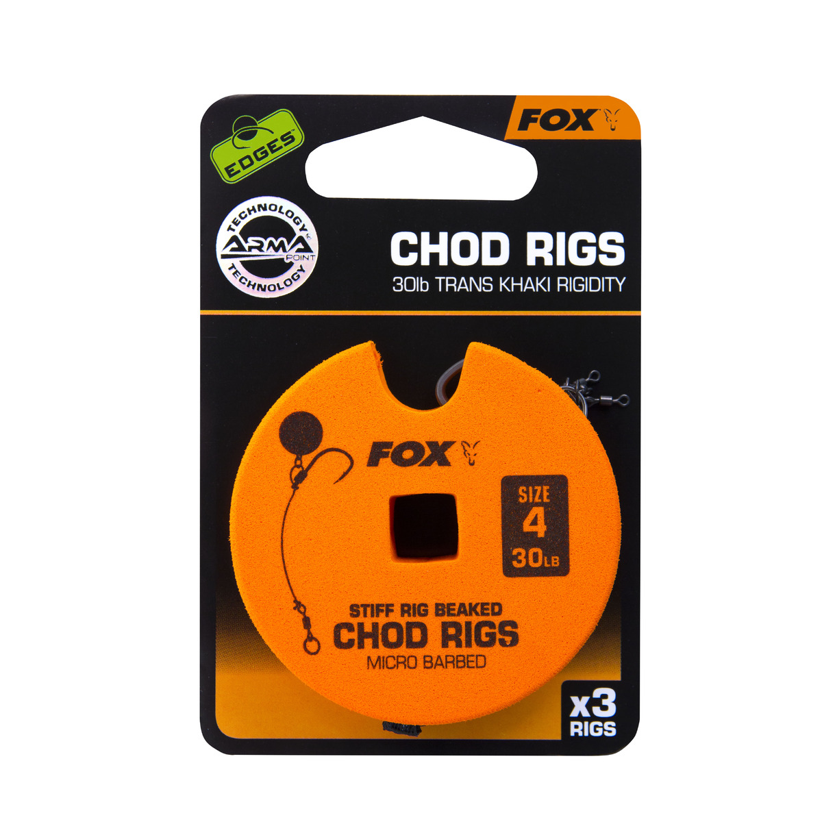 Fox Edges Chod Rigs - Standard - 30lb, size 4