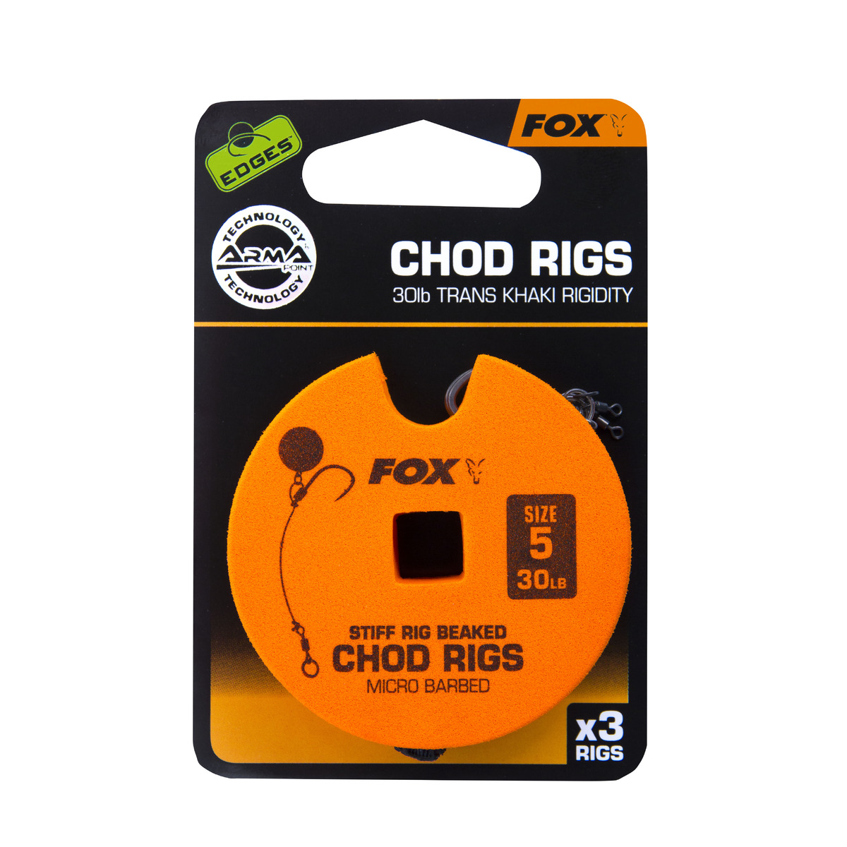 Fox Edges Chod Rigs - Standard - 30lb, Size 5