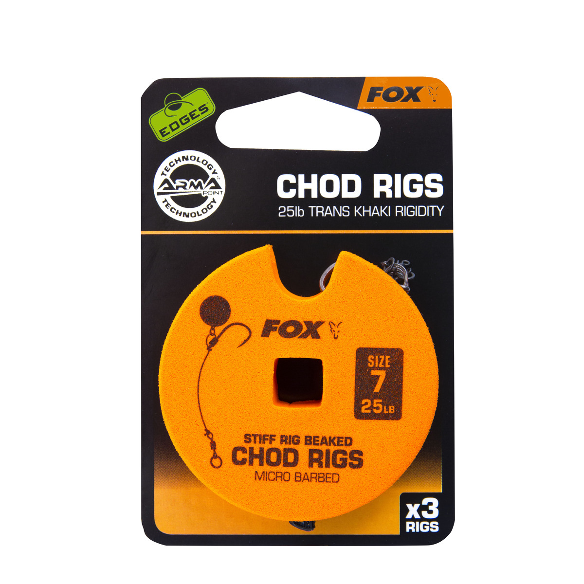 Fox Edges Chod Rigs - Standard - 25lb, Size 7