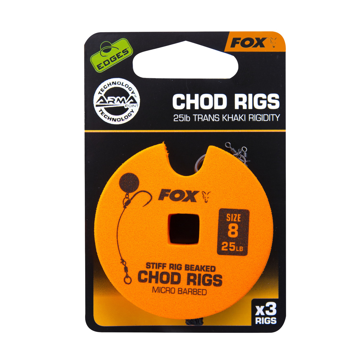 Fox Edges Chod Rigs - Standard - 25lb, Size 8