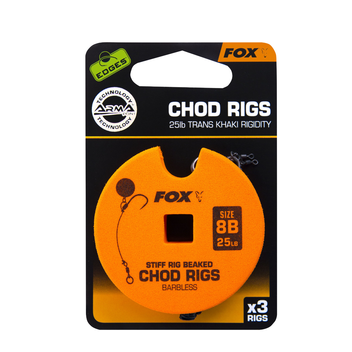 Fox Edges Chod Rigs - Standard - 25lb, Size 8 Standard Chod Rig Barbless