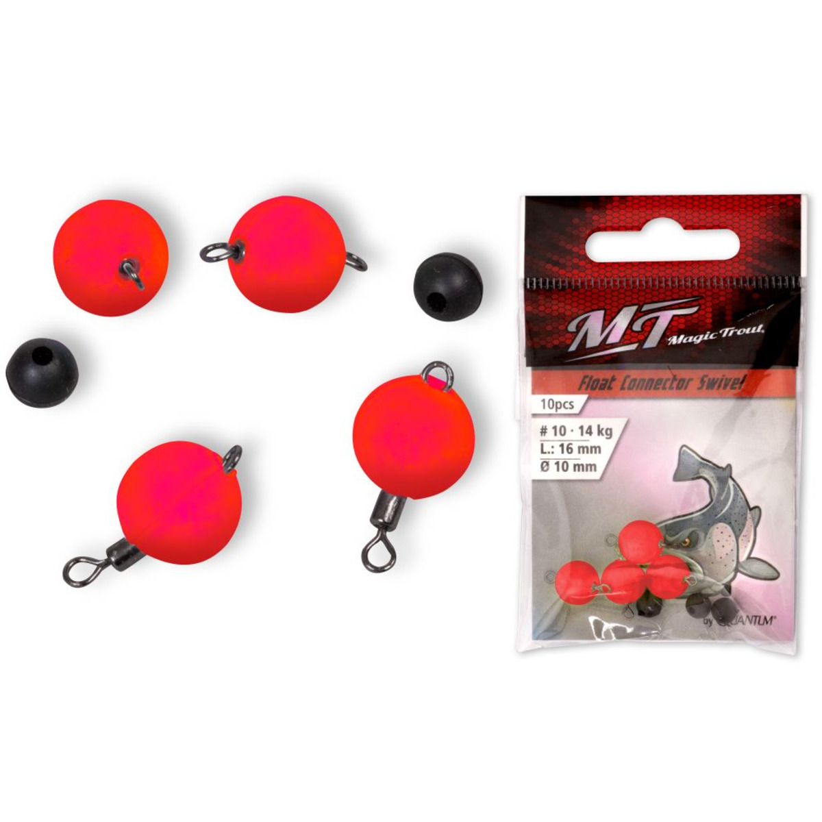 Magic Trout Float Connector Swivel - red