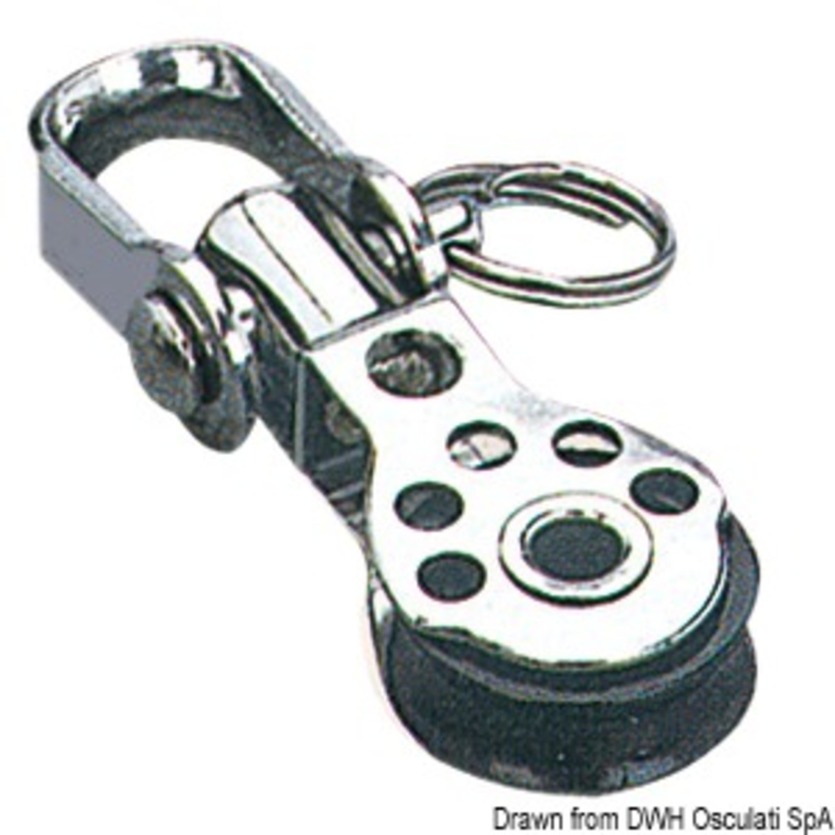 Viadana Micro-block For Ropes Up To 5 Mm - SS mini-block single swivel w/becket 17x5