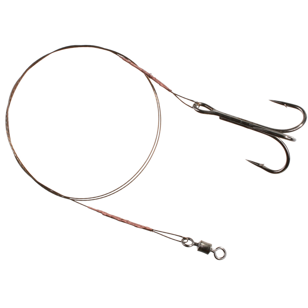 Mikado Steel Leaderwith Swivel And Double Treble Hook - 40 cm / 10kg  BROWN