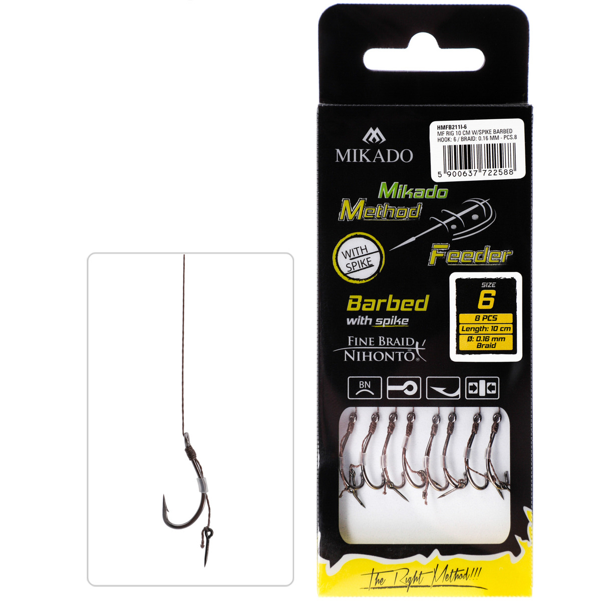 Mikado With Needle Hook With Barb - n&#176; 6  /  braided lines: 0.16mm / 10 cm