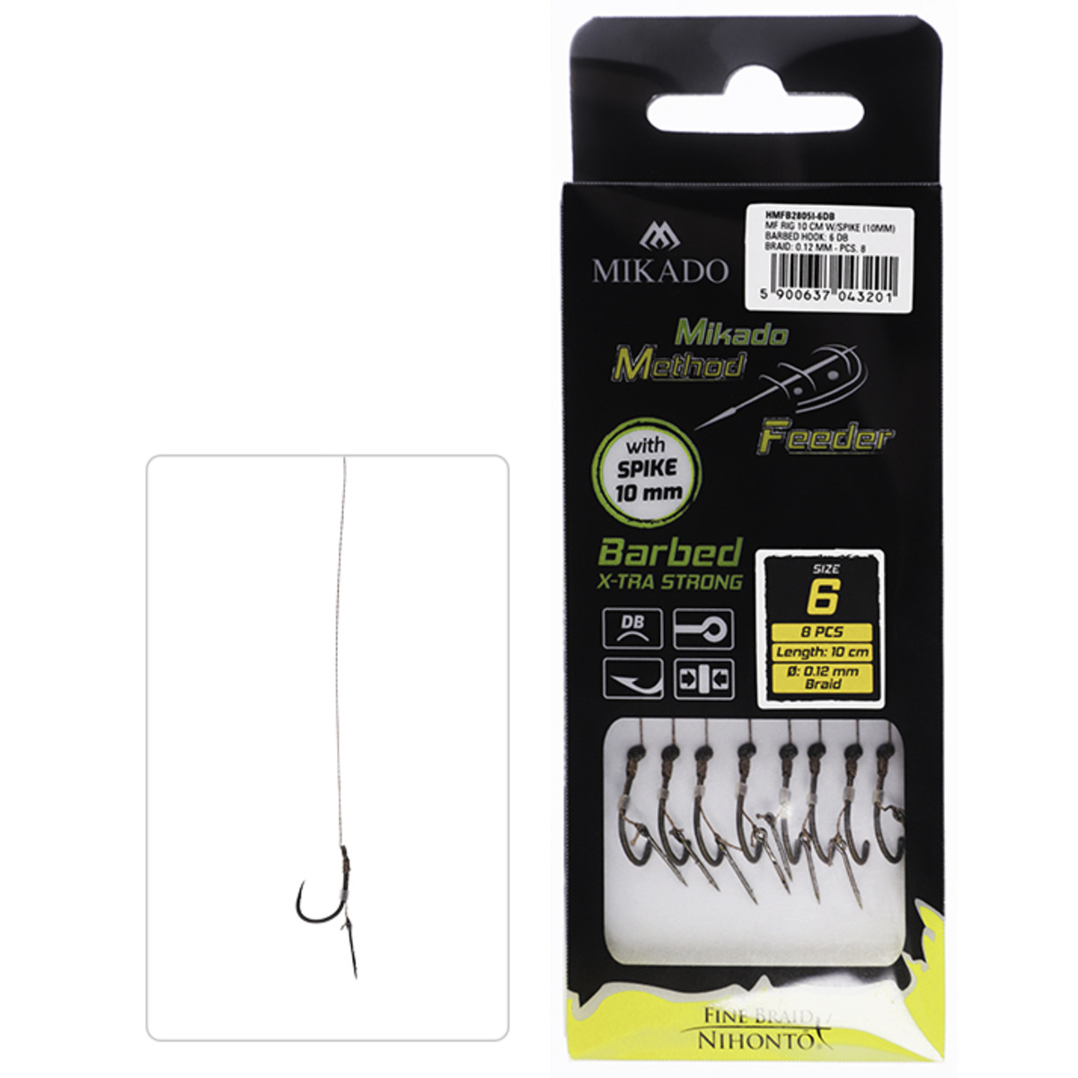 Mikado With Needle Hook With Barb - n&#176; 10 DB  /  braided lines: 0.12mm / 10 cm