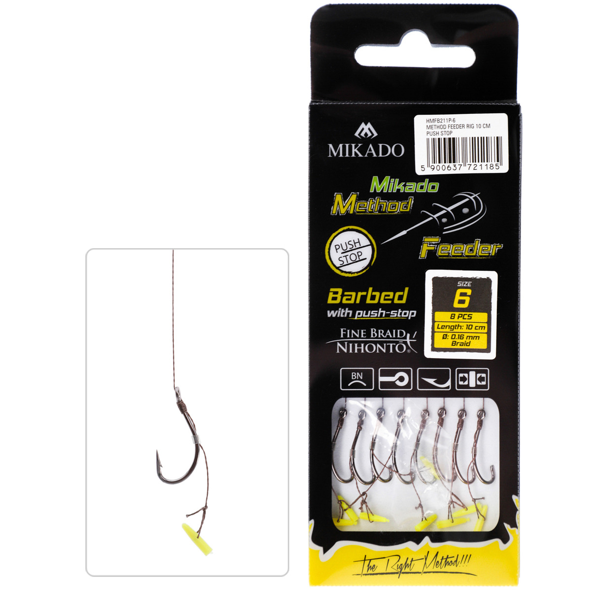 Mikado With Push Stop Hook With Barb - n&#176; 10  /  braided lines: 0.12mm / 10 cm
